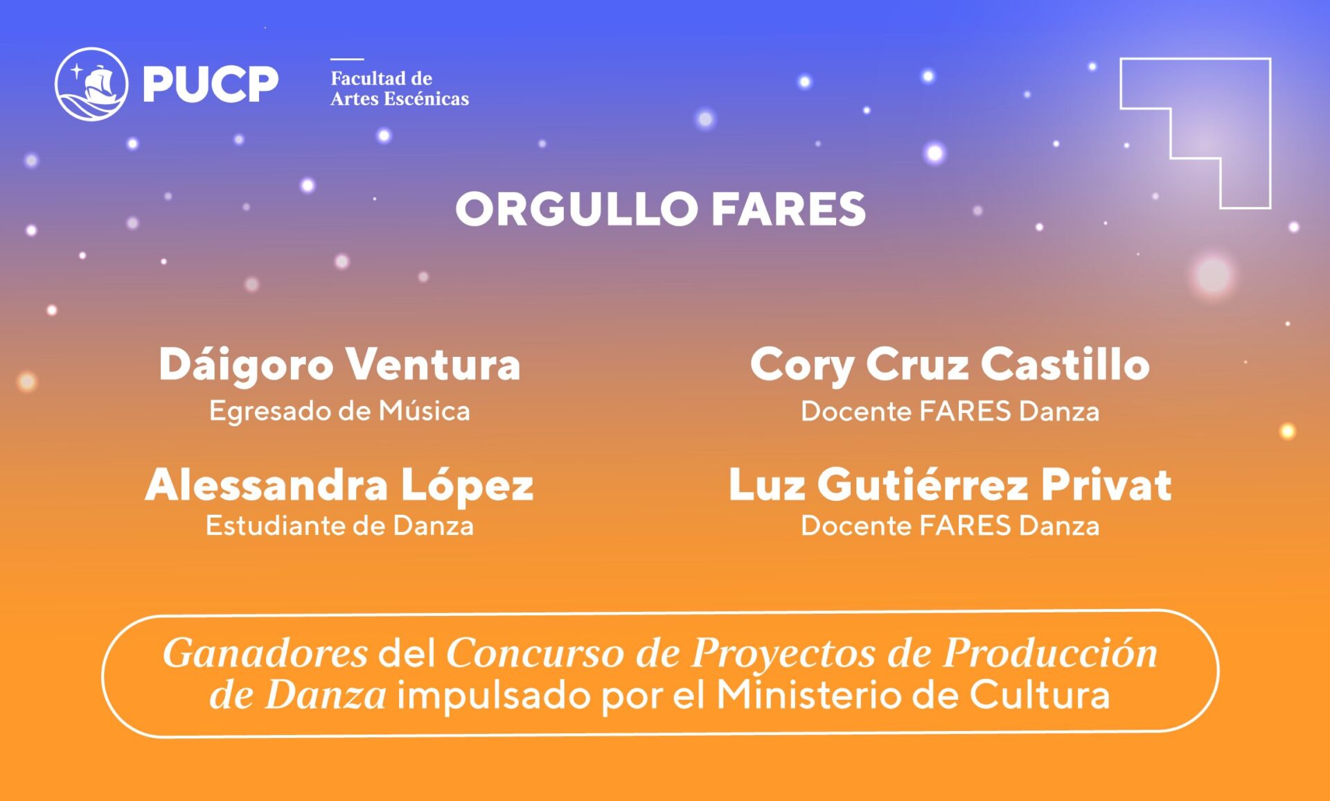 Ganadores en el Concurso de Proyectos de Producción de Danza