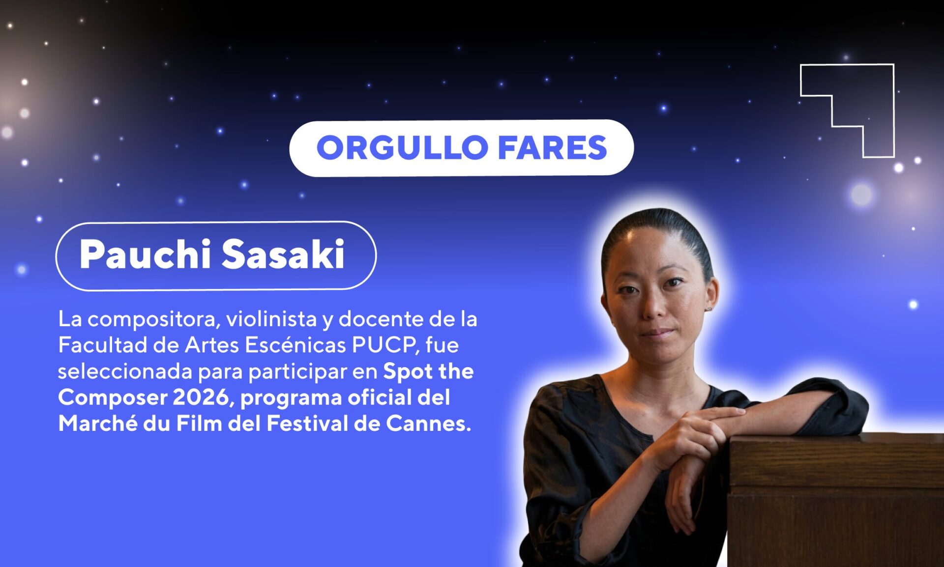 Docente FARES PUCP Pauchi Sasaki destacó en el Spot the Composer 2026 del Festival de Cannes